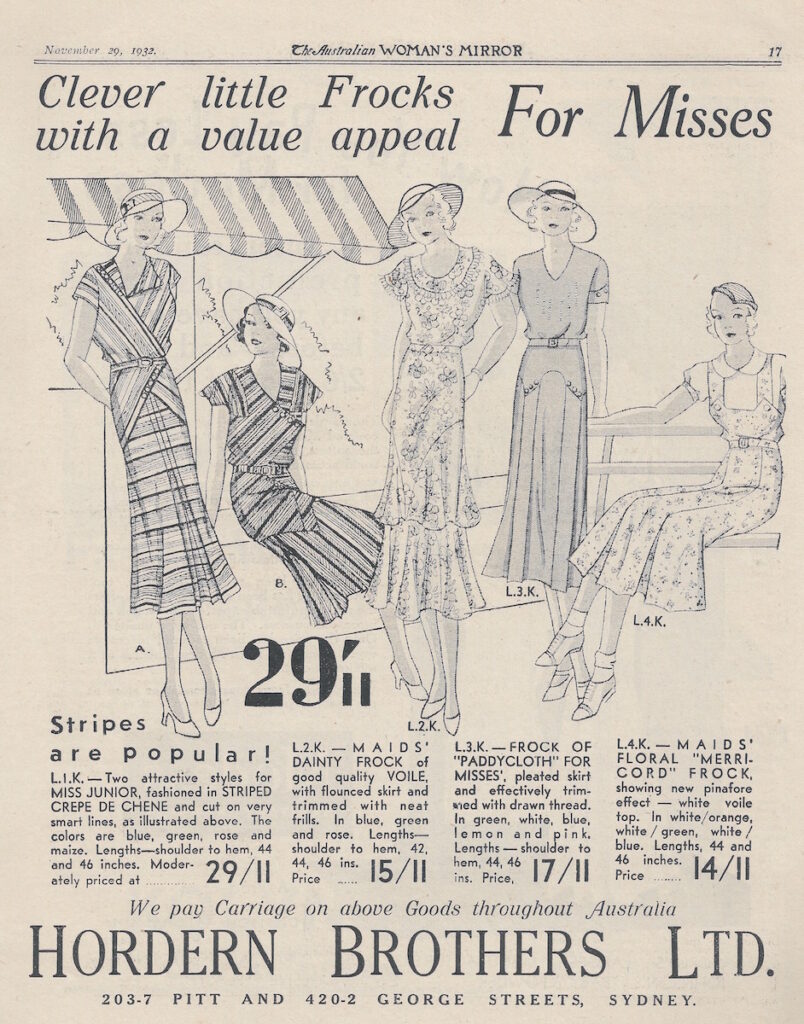 harden brothers advert for spring dresses 1932