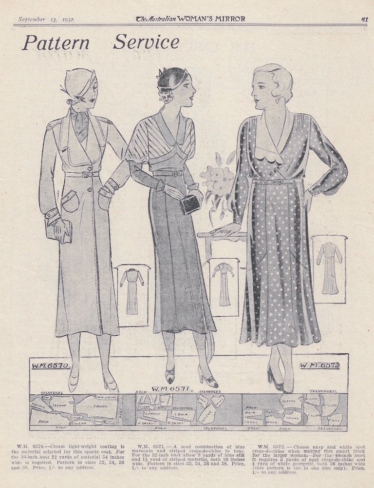 two dresses and a coat from 1932