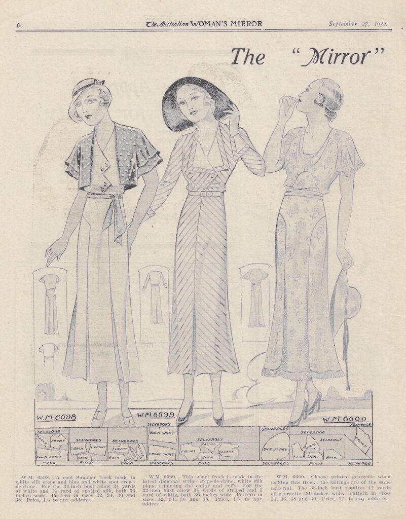 vintage women's clothing fashion magazine page