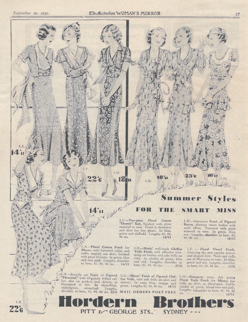 horden brothers fashion advert for spring dresses 1932