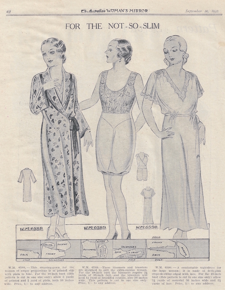 vintage underwear and sleepwear from 1932