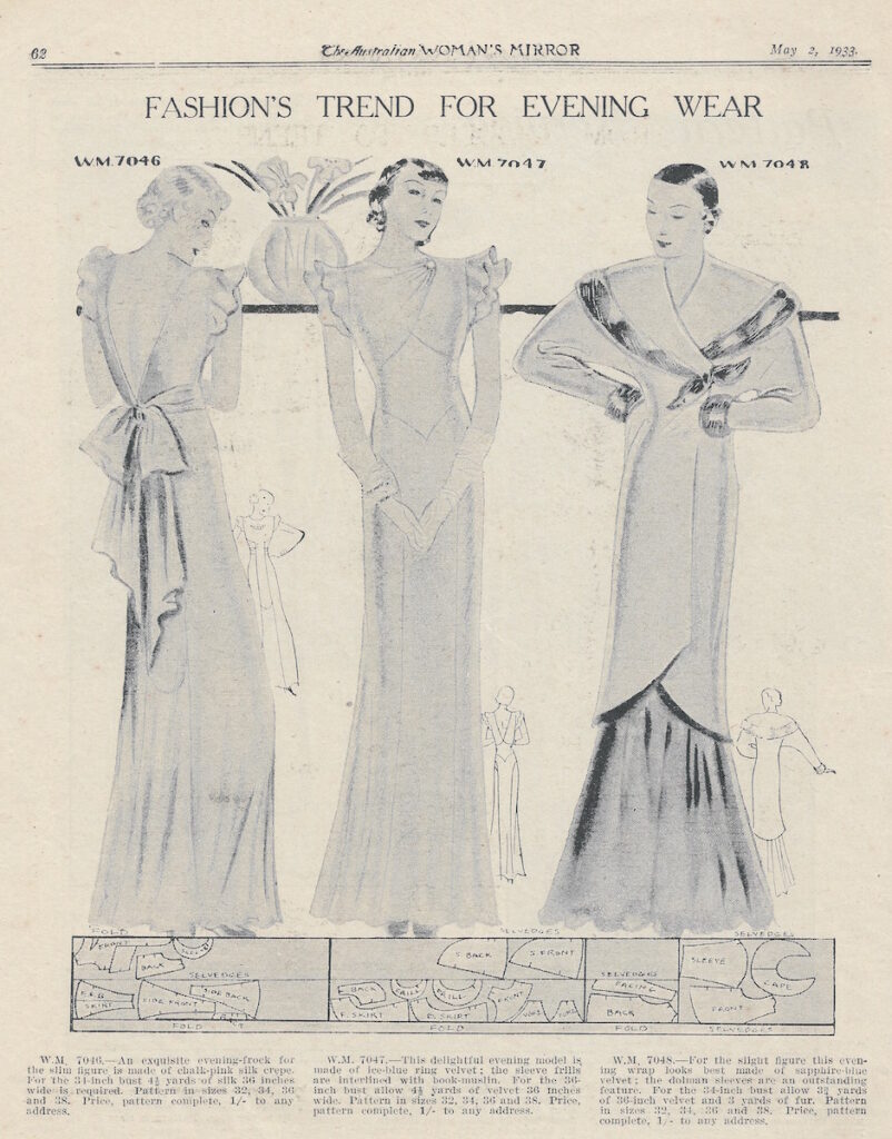 three evening dress from autumn 1933