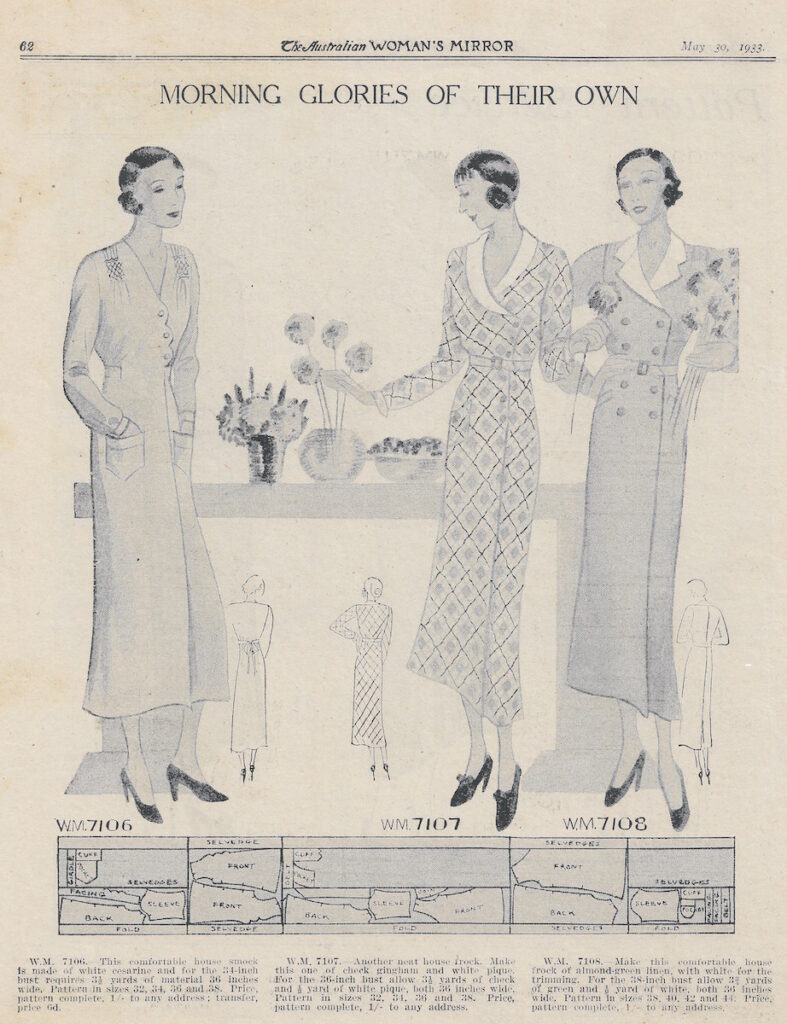 three dresses with cross over fronts autumn 1933