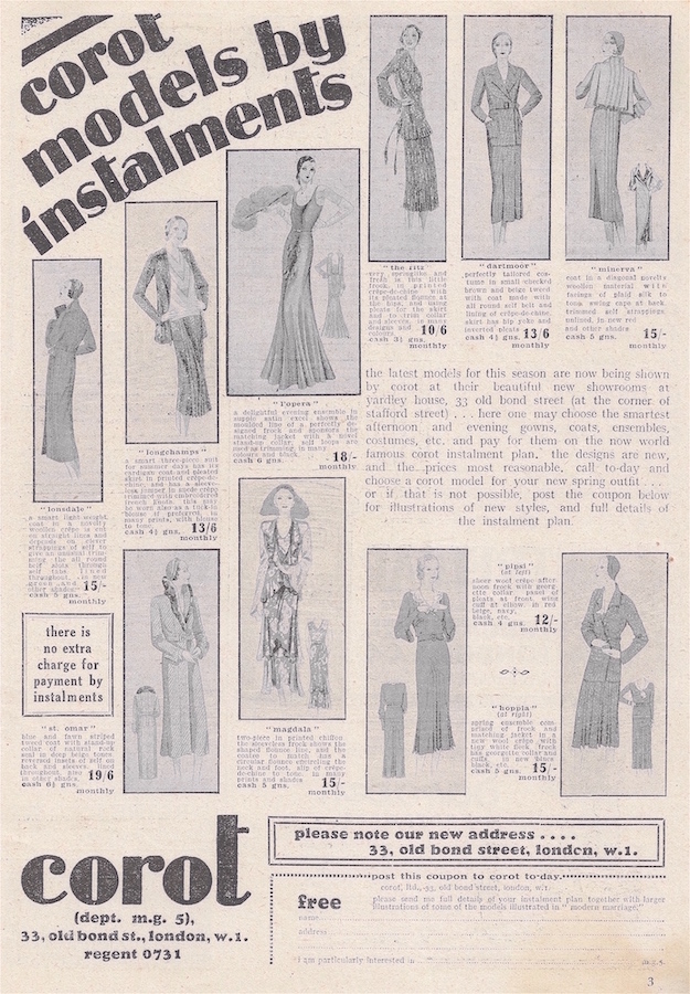 fashion advert for women's fashion from 1931