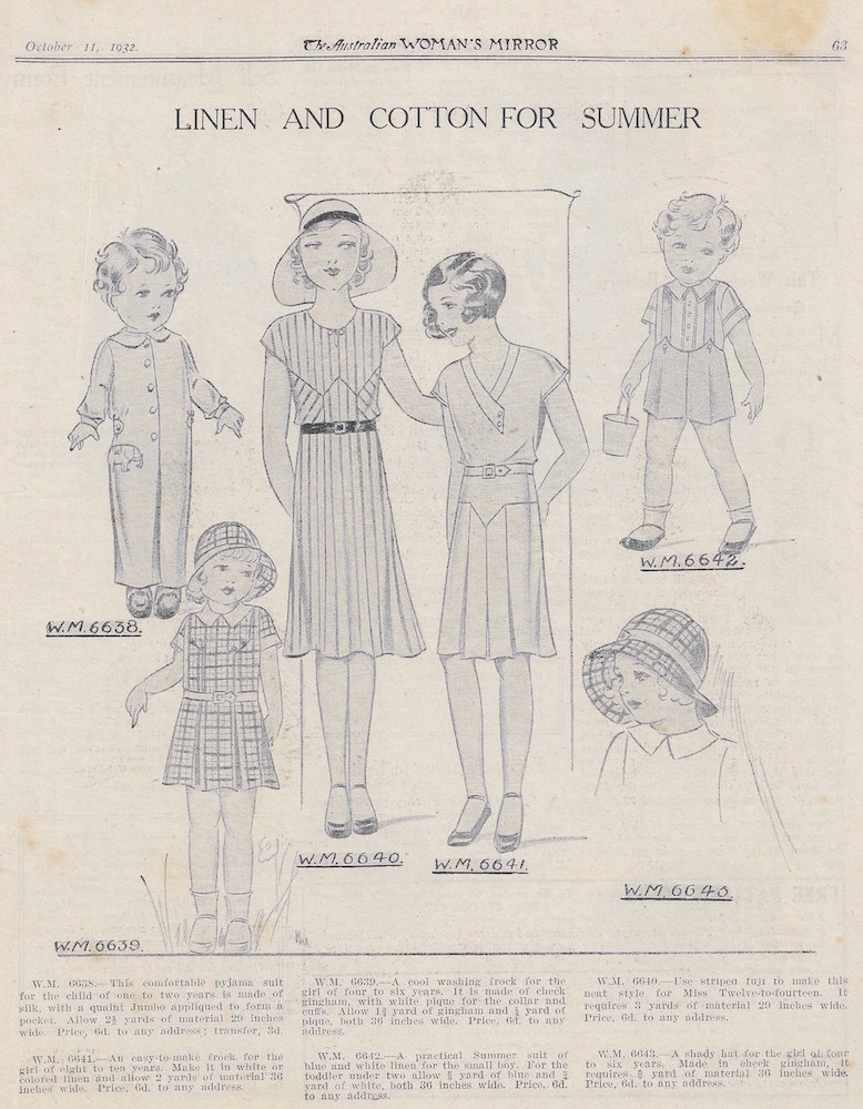 summer outfits for girls and boys from 1932
