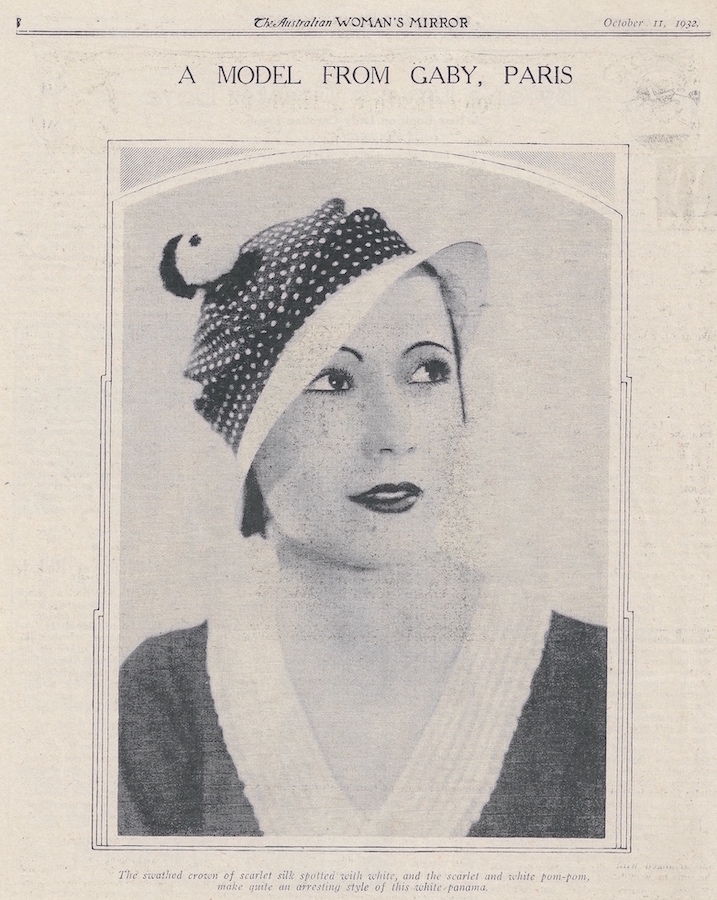 polka dot hat with pom-poms from Paris 1932