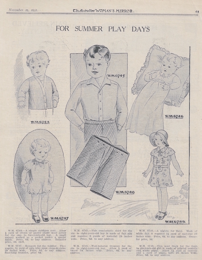 summer clothes for boys and girls from 1932