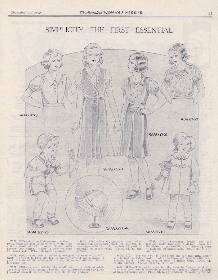 Summer clothing for girls and boys from 1932