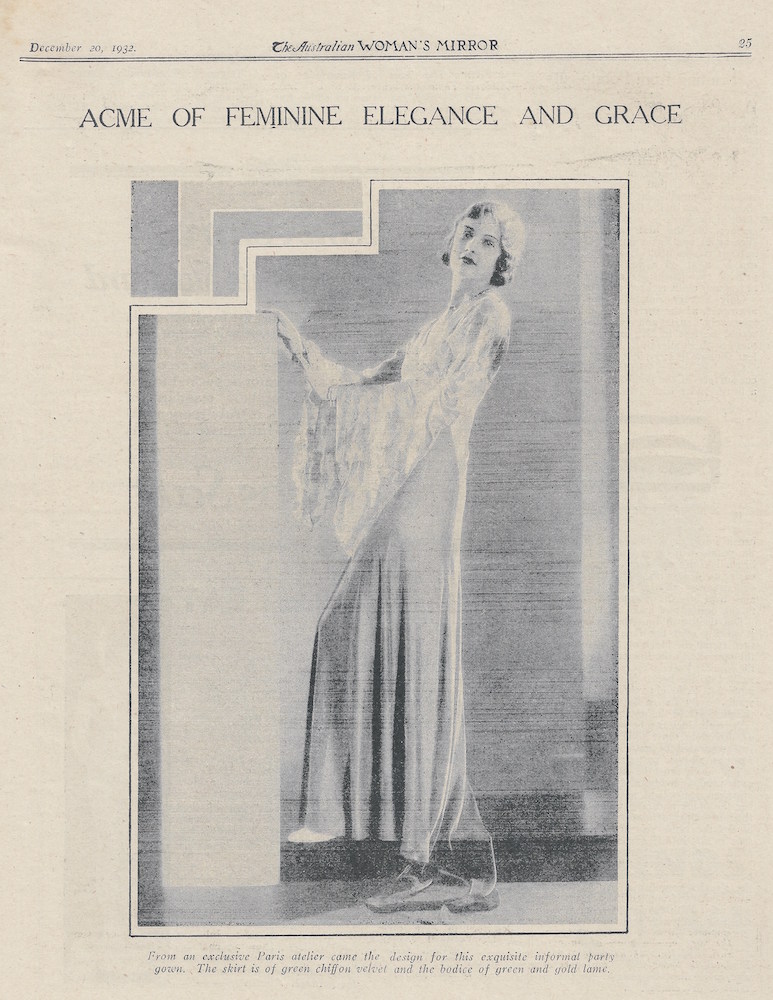 floor length draped party gown from Paris 1932