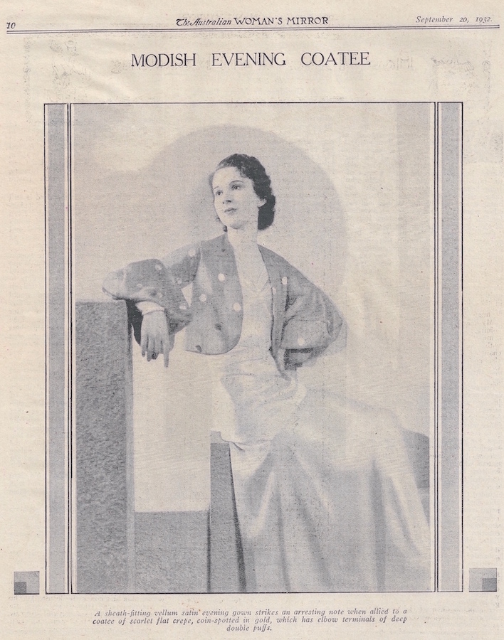 satin evening gown with short jacket from 1932