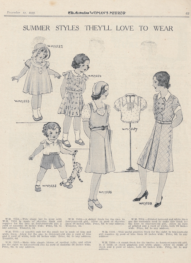 Summer styles for girls and boys from 1933