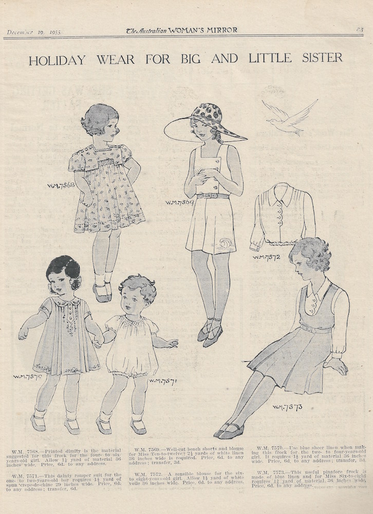 Summer fashion for the outdoors for children from 1933