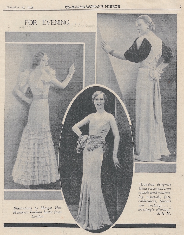 Evening wear from London designers from 1933