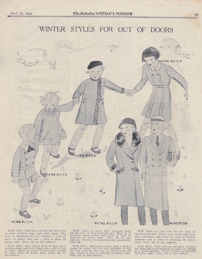 Outdoor wear for girls and boys from 1933