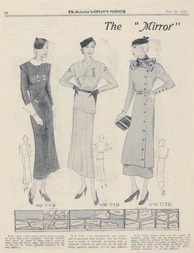 vintage women's outfits for winter 1933