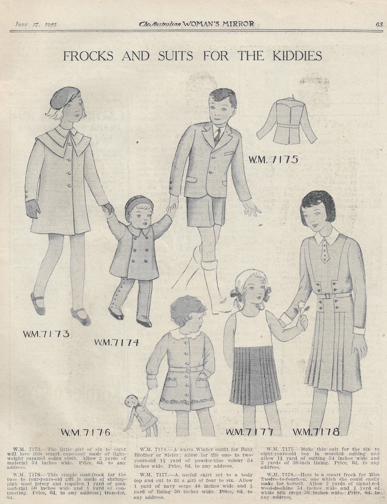 Frock and suits for children from 1933