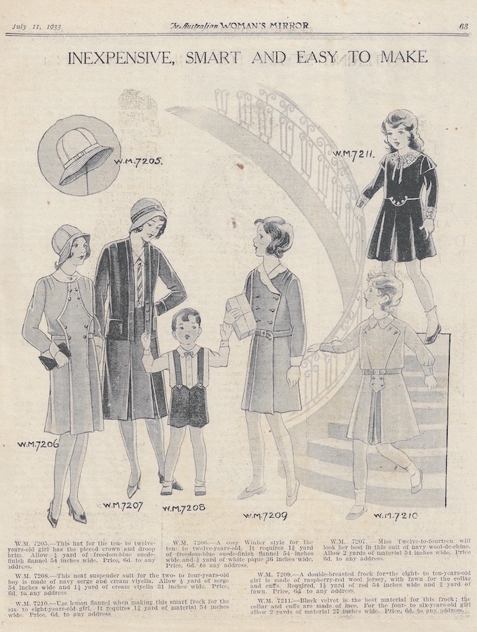 Winter clothes for girls and boys from 1933