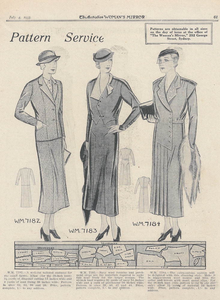 vintage women's wear 1933