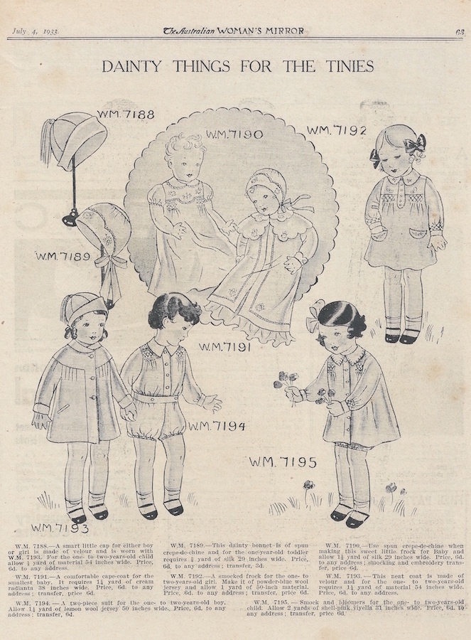 Winter clothes for babies and toddlers from 1933