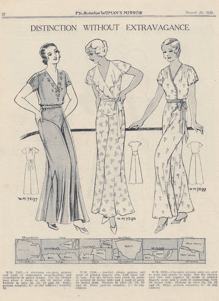 women's winter pyjamas from 1933