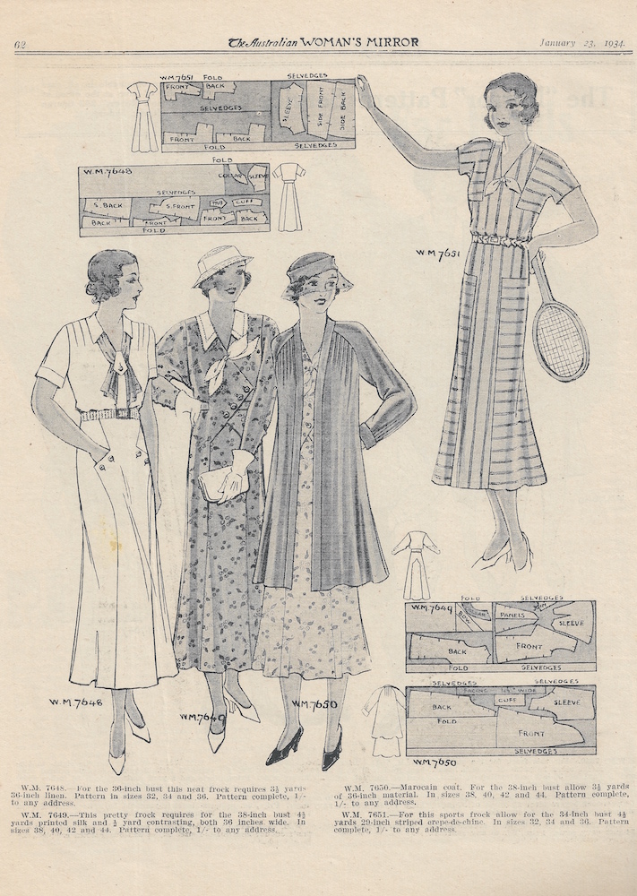 summer clothing for women from 1934