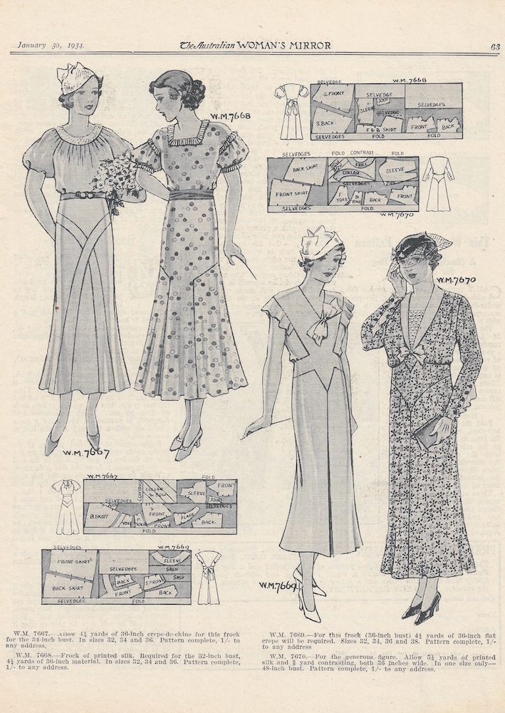 four pretty summer dresses from 1934