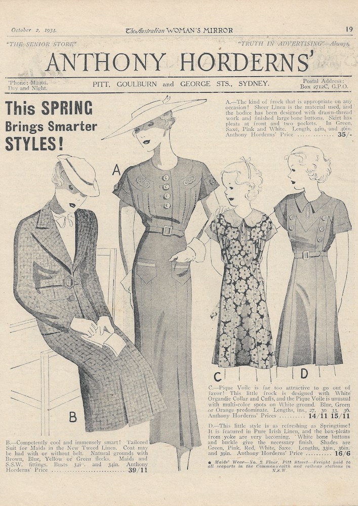 Hordern brothers spring fashion advert from 1934