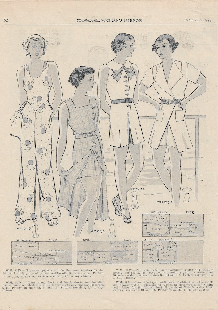 beach and sports wear from 1934