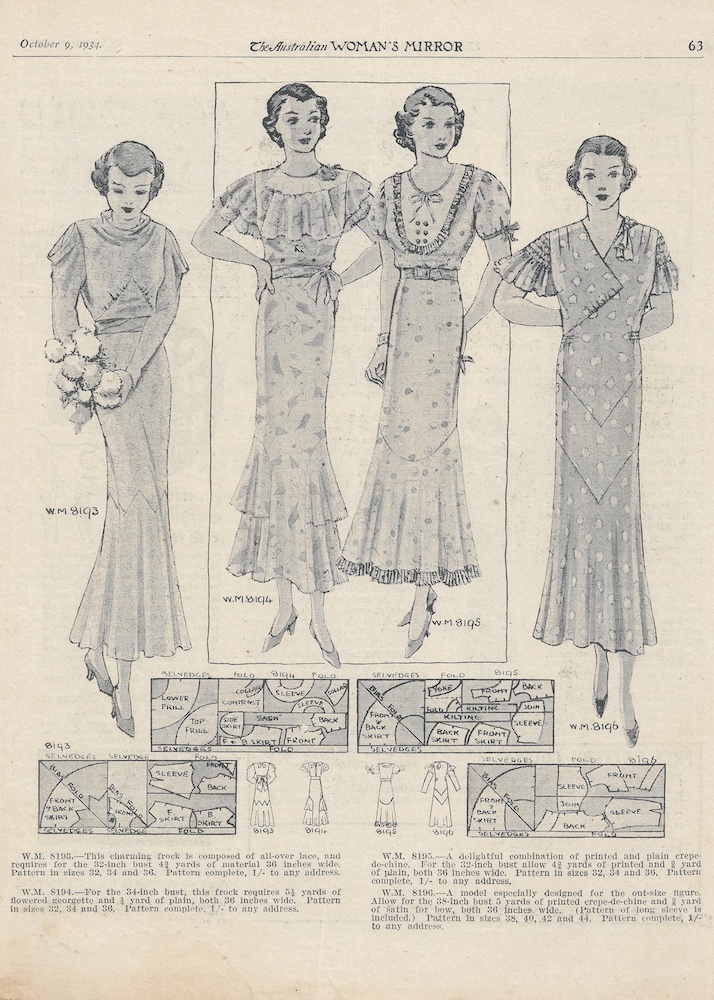 four pretty spring dresses from 1934