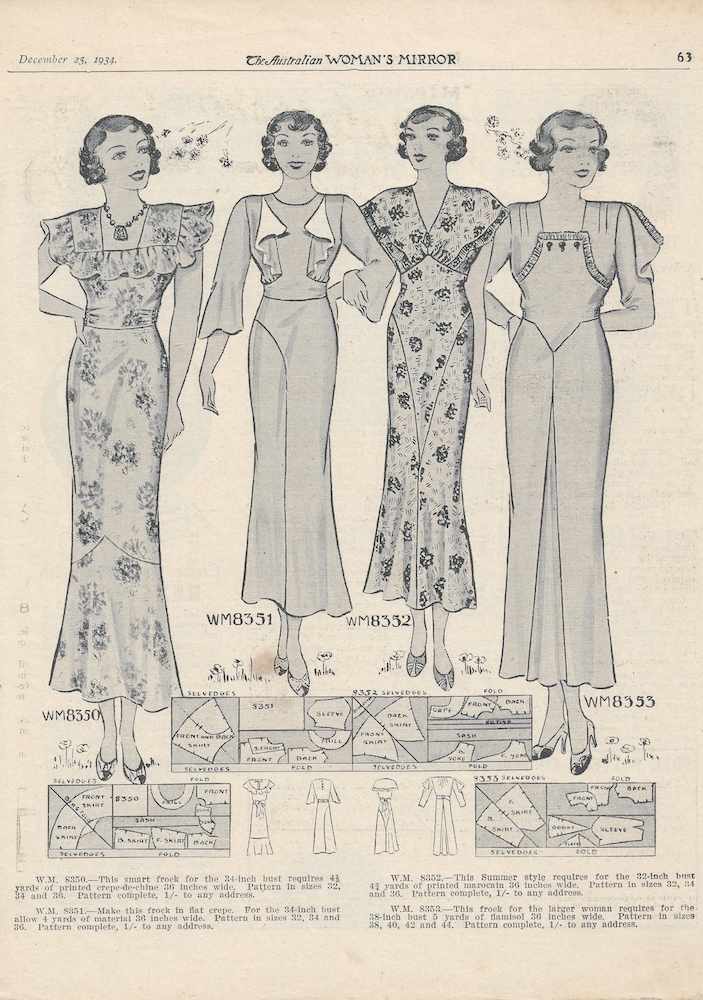 four beautiful summer dresses from 1934