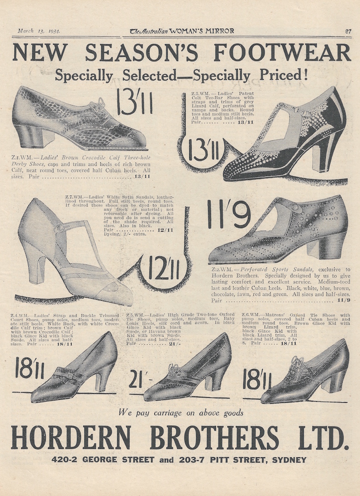 hordern brothers advert for shoes from 1934