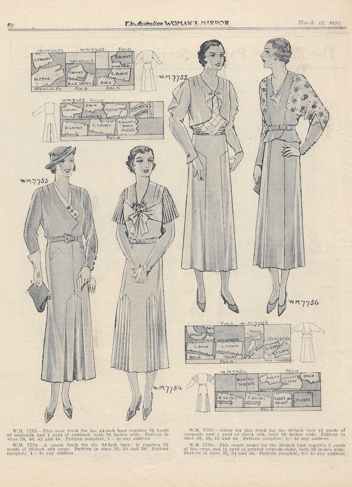 Autumn dresses with feature fronts and sleeves from 1934