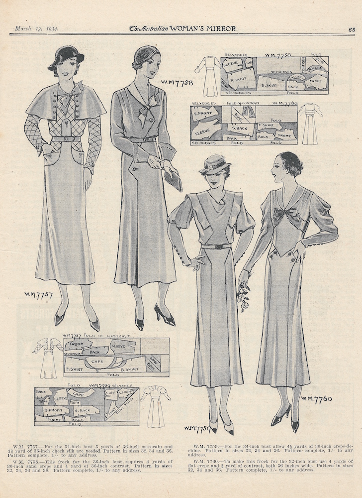 autumn dresses with bows and puffed sleeves from 1934