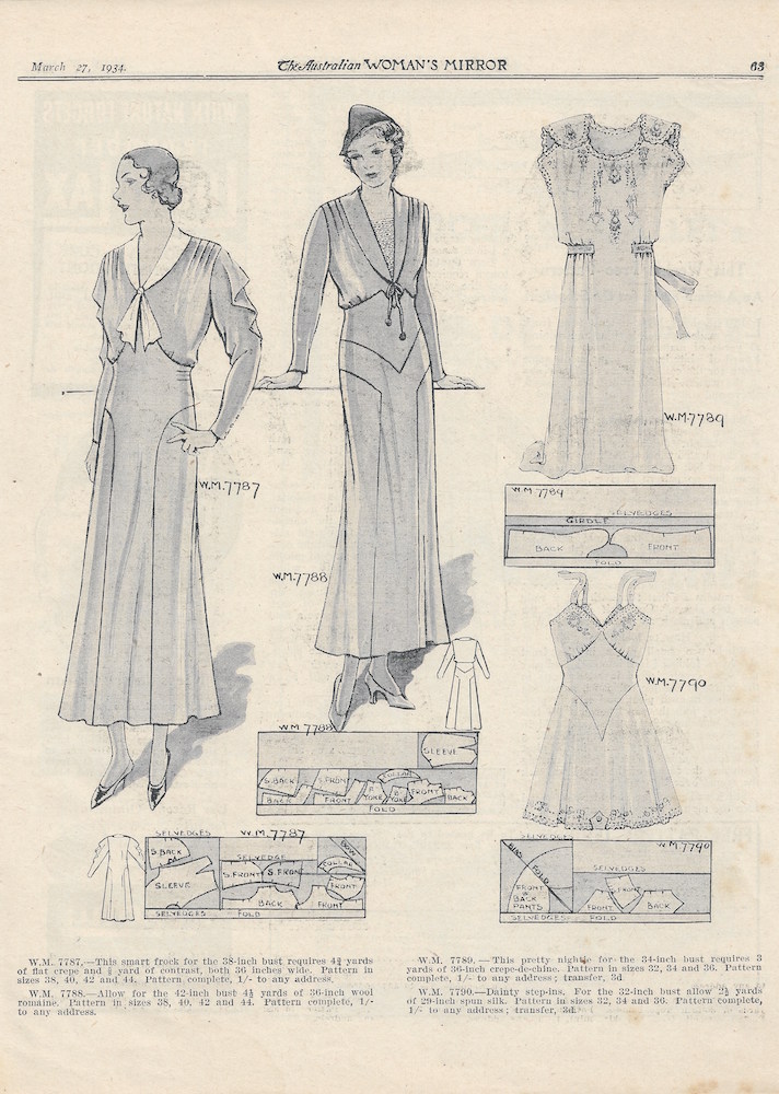 dresses and lingerie from 1934