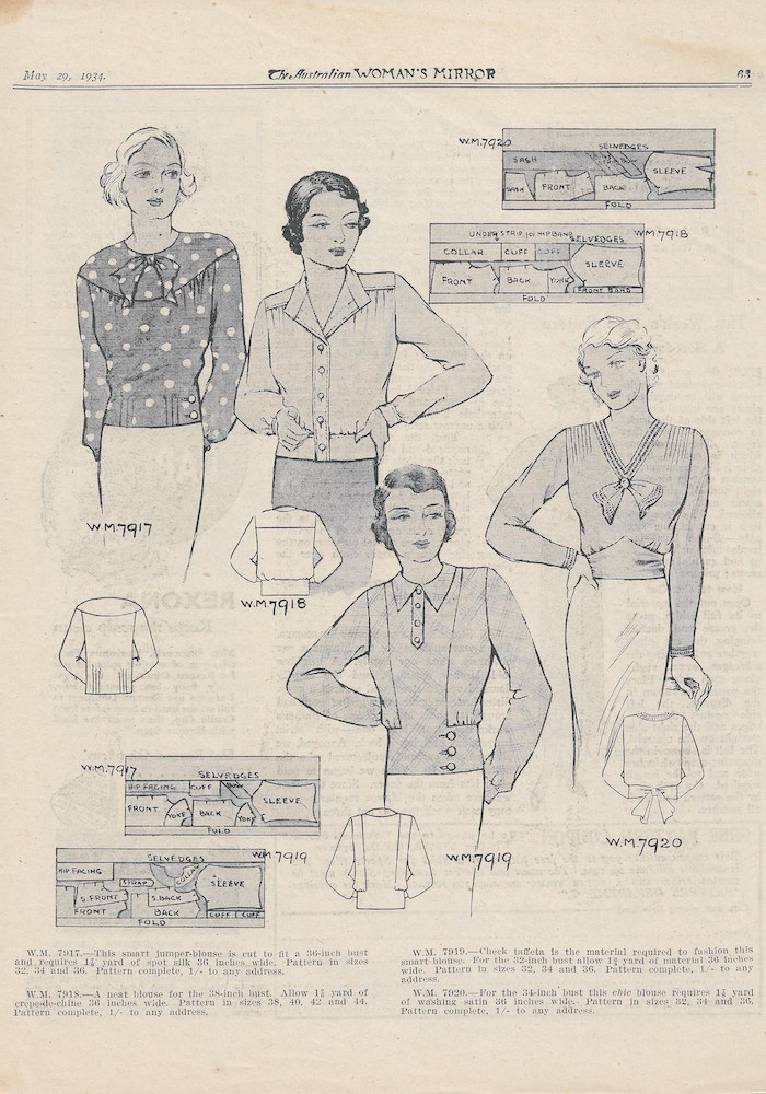 autumn blouses from 1934