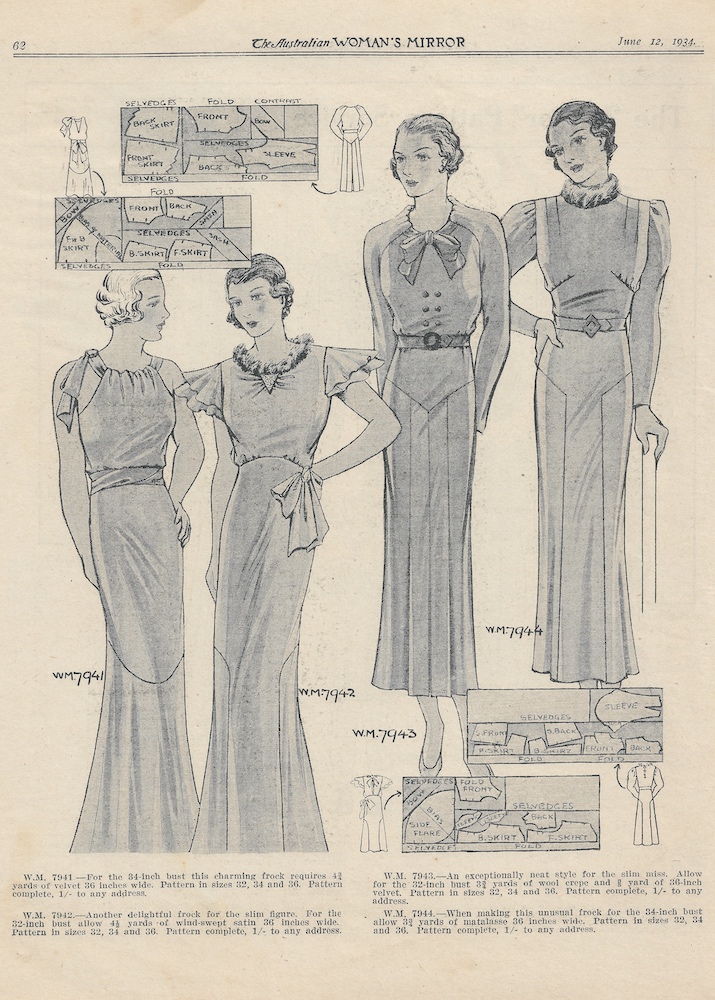 dresses with bows and belts from 1934