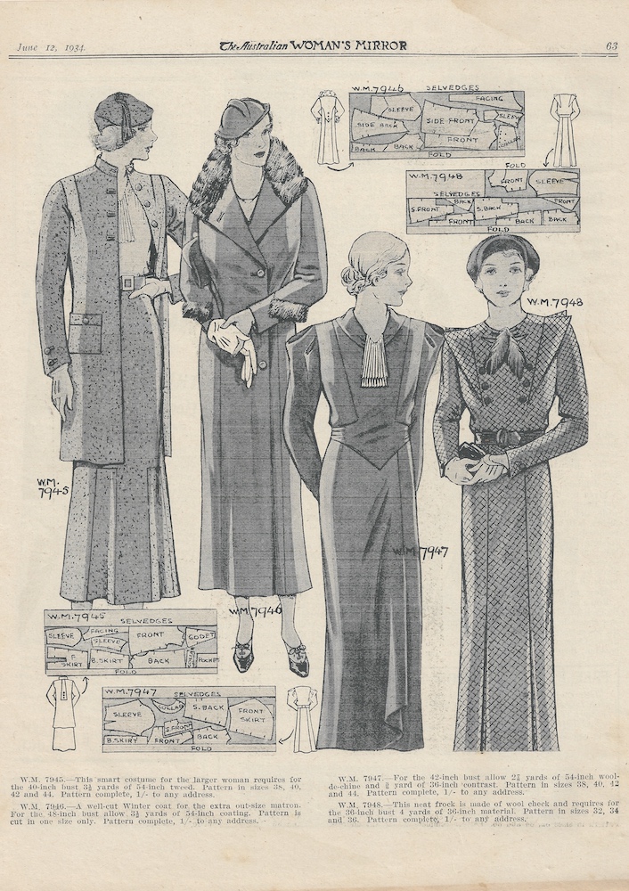 winter coats and dresses from 1934