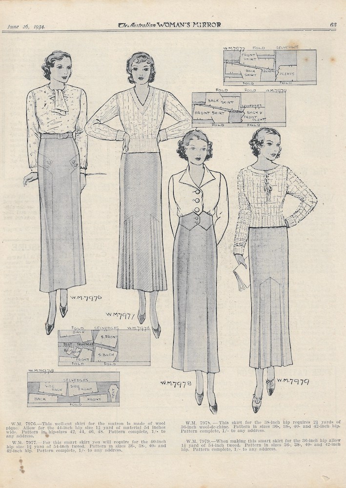 jumpers, blouses and pleats from 1934