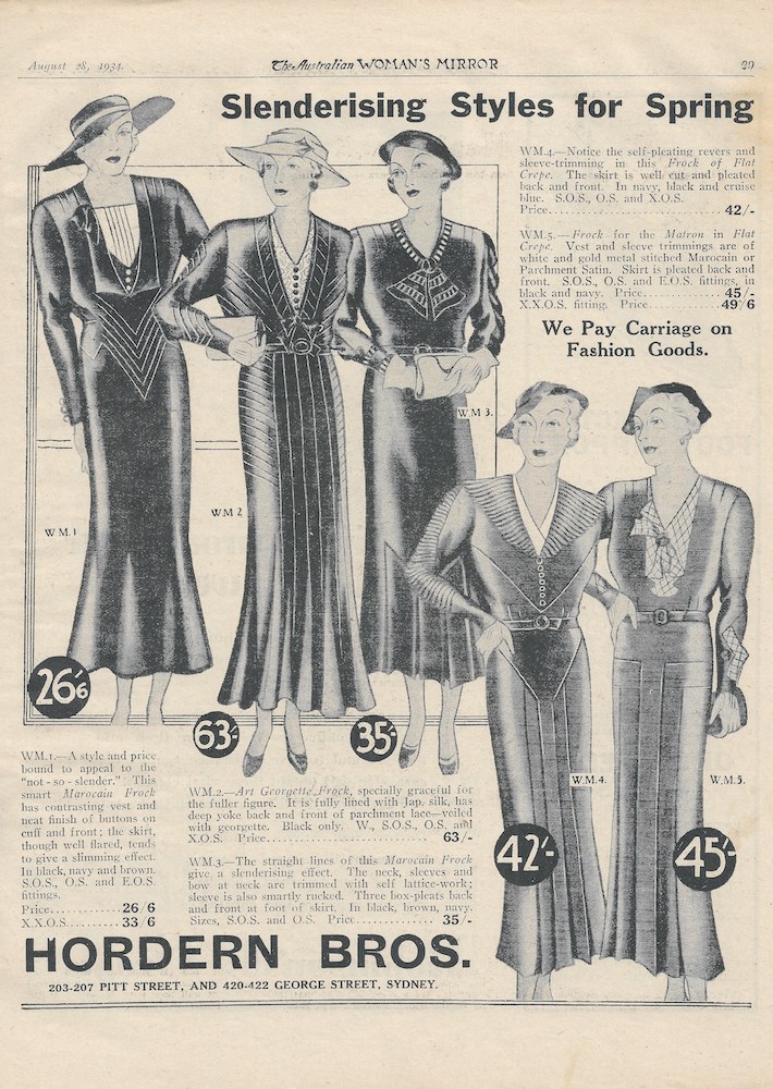 hordern brothers fashion advert from 1934