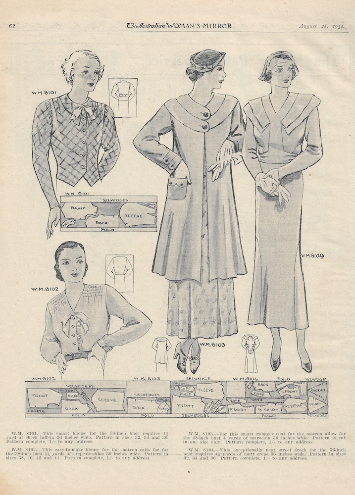 winter blouses and coats from 1934