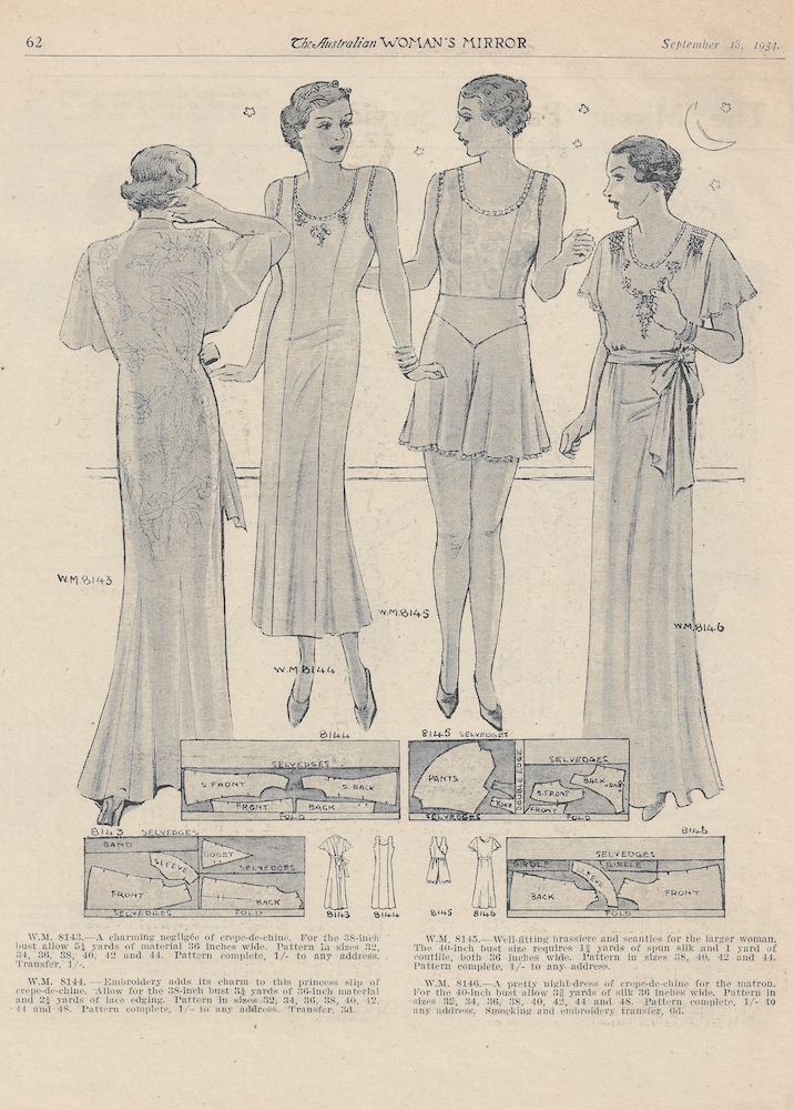 Spring lingerie and pyjamas from 1934