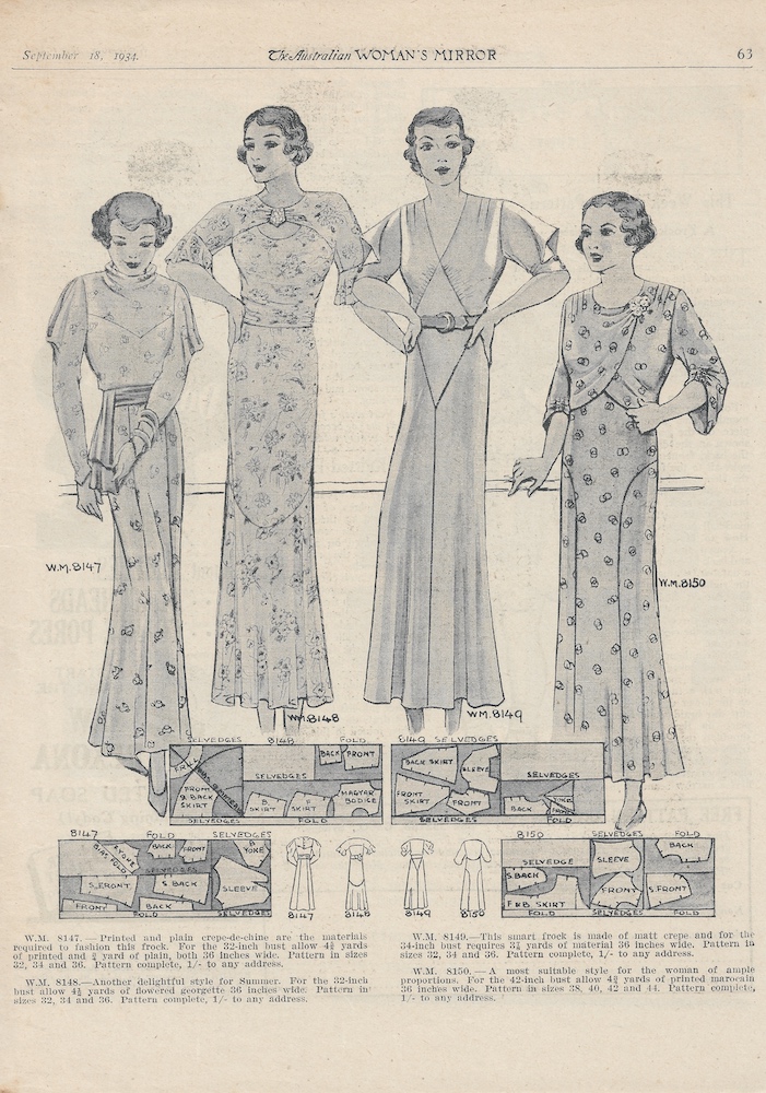 four sweet spring dresses from 1934