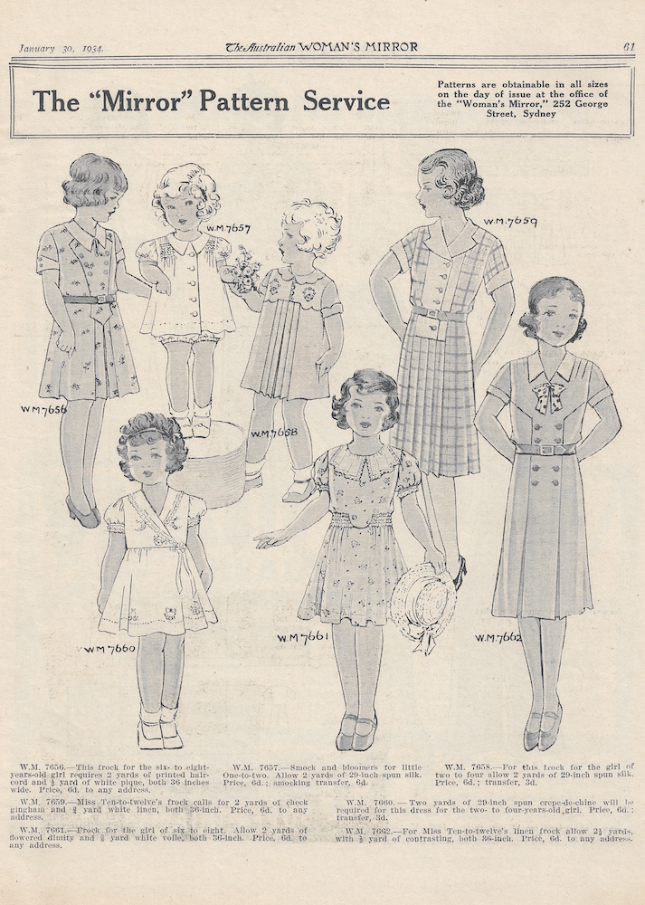 Girls dresses for all ages from summer 1934