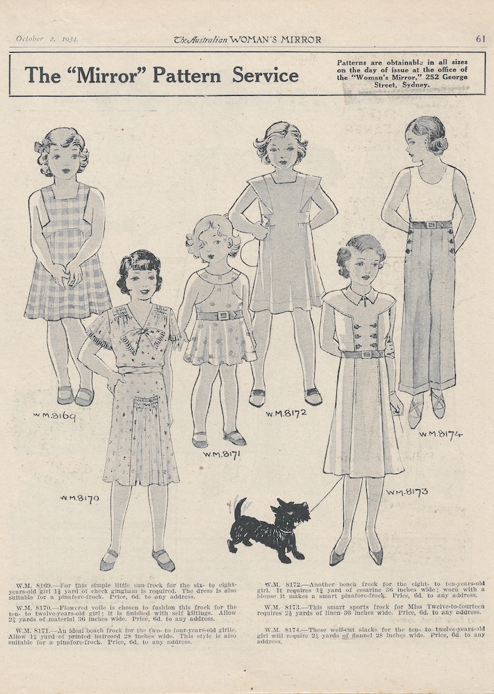 Day wear for girls from spring 1934