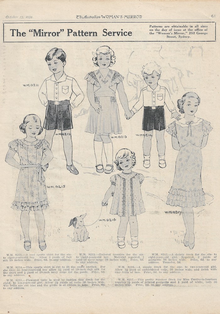 Outdoor wear for children from spring 1934