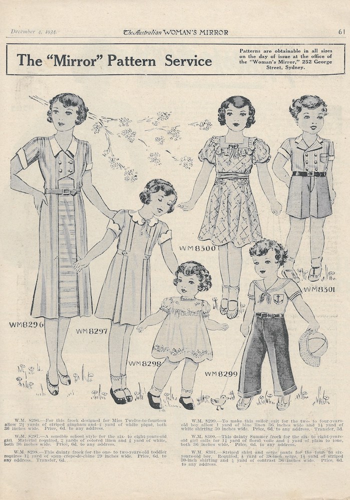 Summer outfits for children from 1934