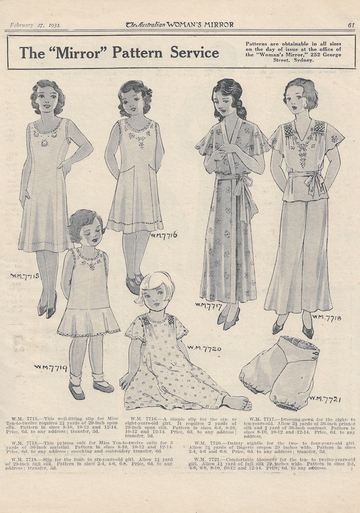 Pyjamas for girls from summer 1934