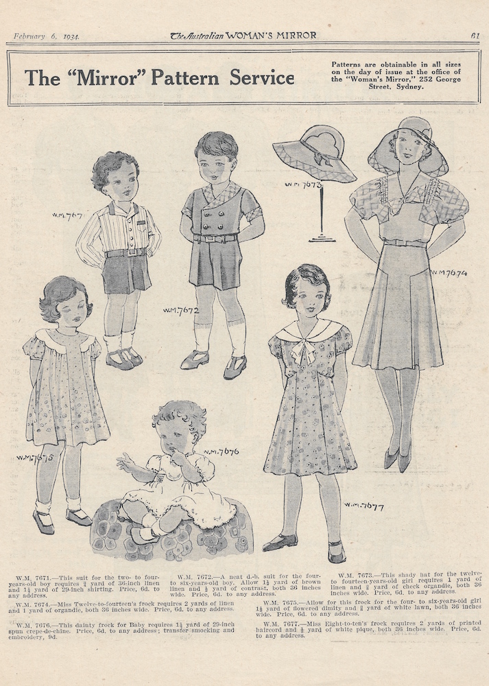 Day wear for boys and girls from summer 1934