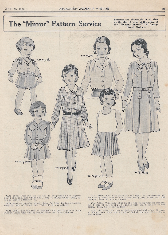 Dresses and blouses for girls from April 1934