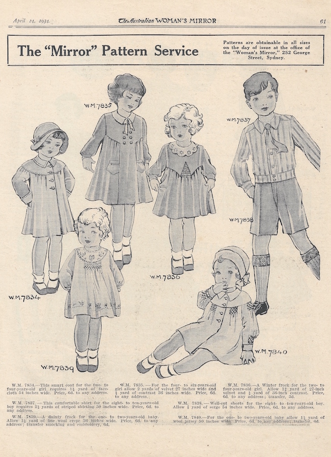 Dresses for babies and girls from April 1934